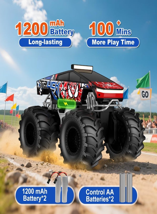 TOZDTO Remote Control Car, Amphibious Monster Truck Toys for Boys RC Cars, 2.4 GHz Waterproof RC Trucks, 1:18 4WD All Terrain Off-Road Pickup, Cool Christmas Birthday Ideas Gifts for Kids 6+ Year Old - Image 4
